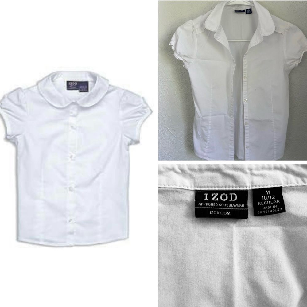 (Izod) White Short Sleeve button down shirt